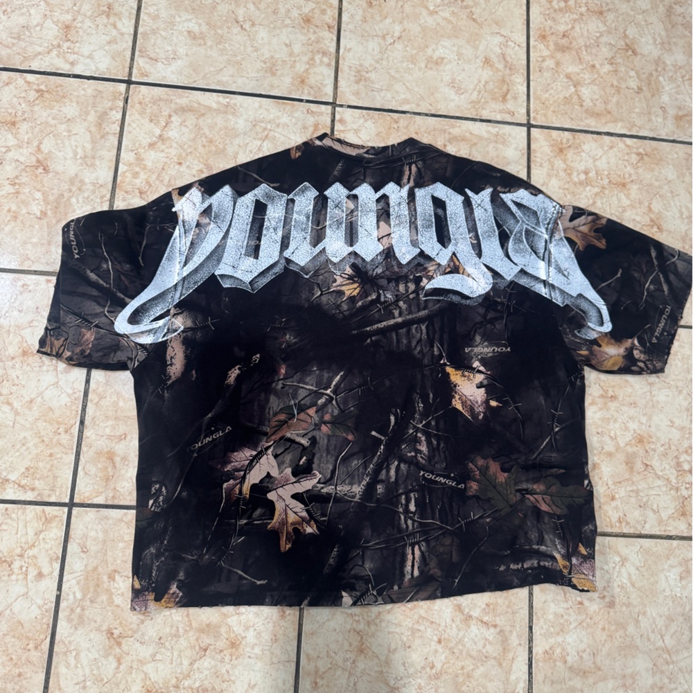 Youngla oversized Camouflage tee with White Logo